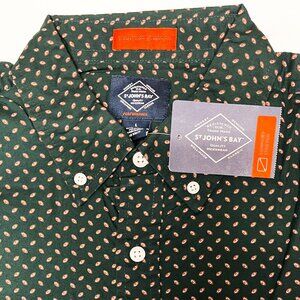 St. Johns Bay Short Sleeve Button Performance Shirt Football Print, Men's L  NWT